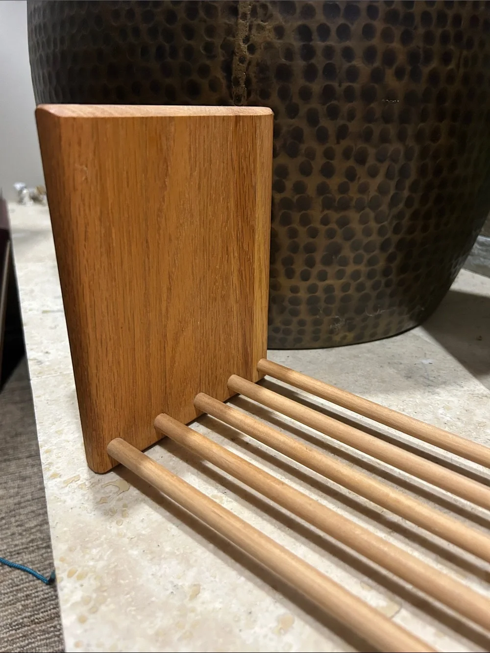 vintage MCM adjustable wooden sliding book stand